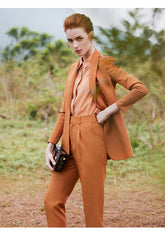 Caramel Tailored Elegant Pant Suit Sets - FashionByTeresa